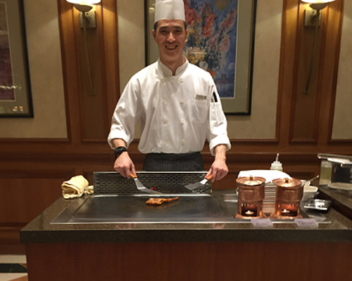 Mobile Teppanyaki Table With Small Marble Counter Top